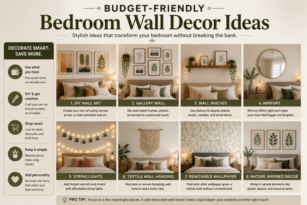 budget friendly bedroom wall decor ideas 