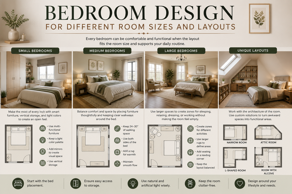 Bedroom Design for Different Room Sizes and Layouts