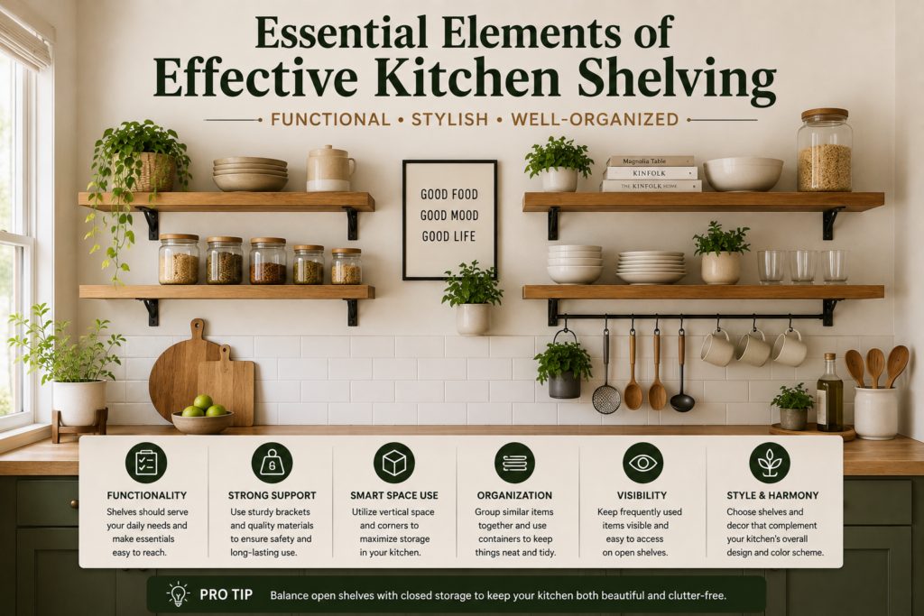 essential elements of effective kitchen shelving 