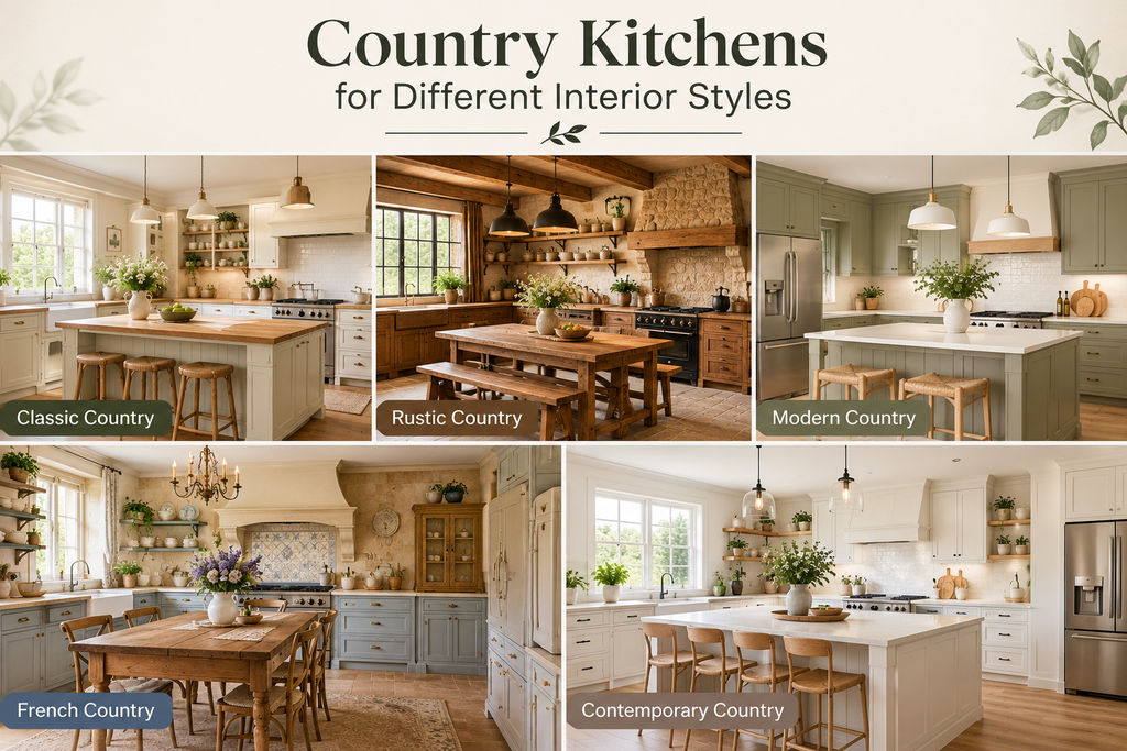 Country Kitchens for Different Interior Styles