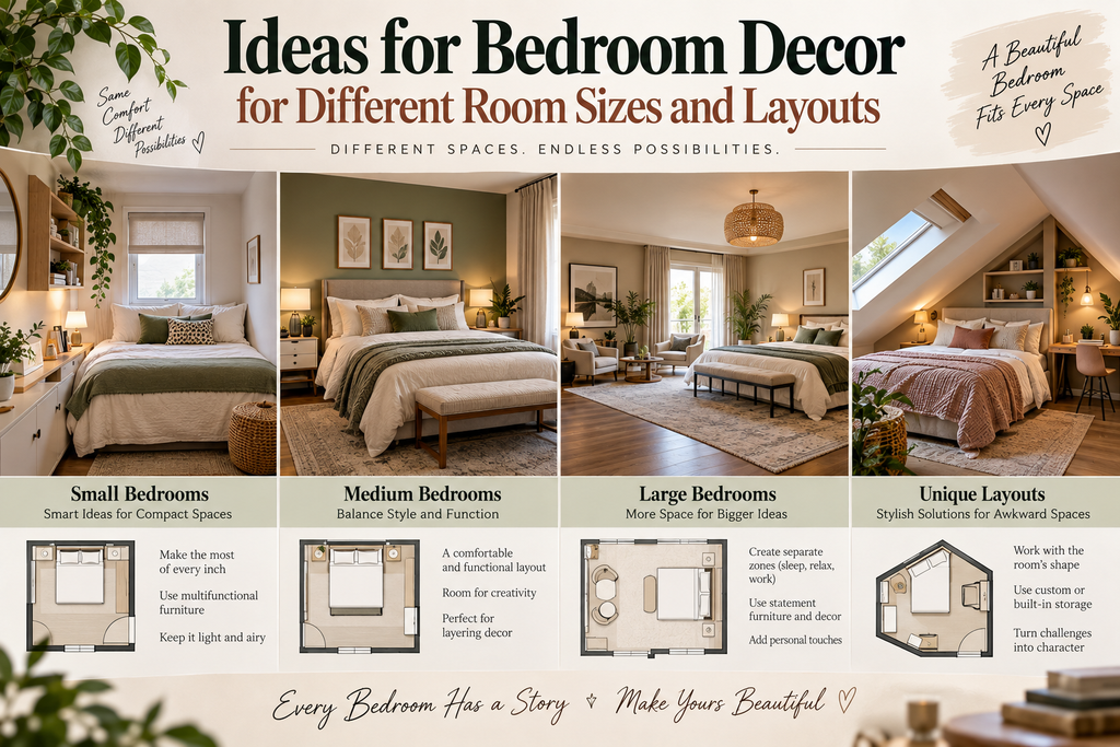 Ideas for Bedroom Decor for Different Room Sizes and Layouts